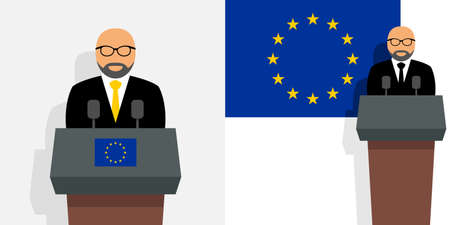 President of the european council and european union flagのイラスト素材