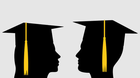 Young people in graduation capsのイラスト素材