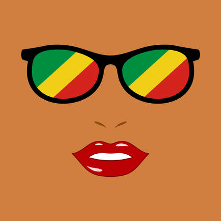 African woman and sunglasses with congo flagのイラスト素材