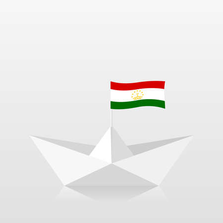 Paper boat with tajikistan flagのイラスト素材