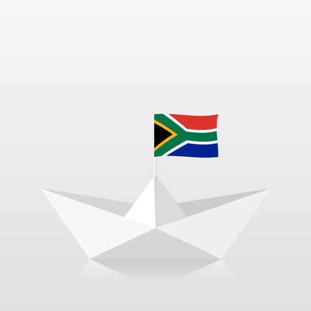 Paper boat with south africa flagのイラスト素材