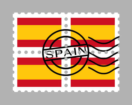 Spain flag on postage stampsのイラスト素材