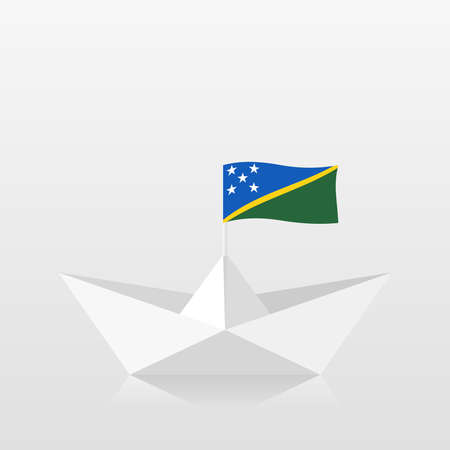 Paper boat with solomon islands flagのイラスト素材