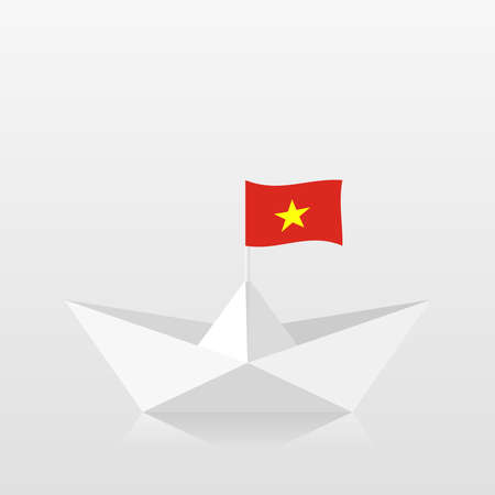 Paper boat with vietnam flagのイラスト素材