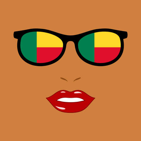 Black woman and eyeglasses with benin flagのイラスト素材