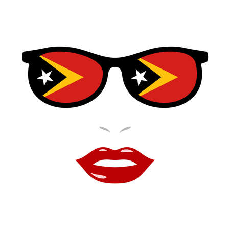 Woman and eyeglasses with east timor flagのイラスト素材