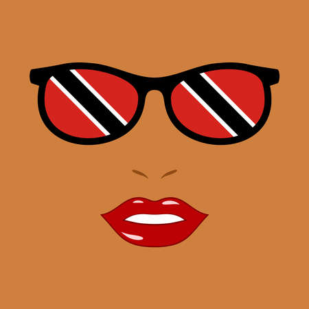 Black woman and eyeglasses with trinidad and tobago flagのイラスト素材