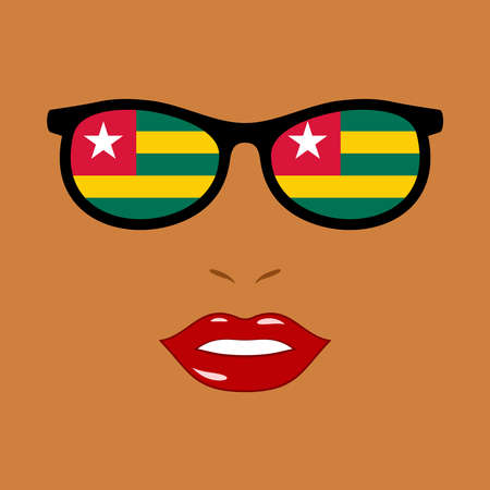 African woman and eyeglasses with togo flagのイラスト素材