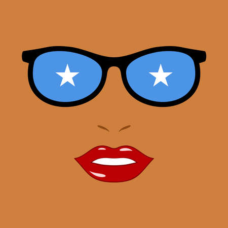 African woman and eyeglasses with somalia flagのイラスト素材