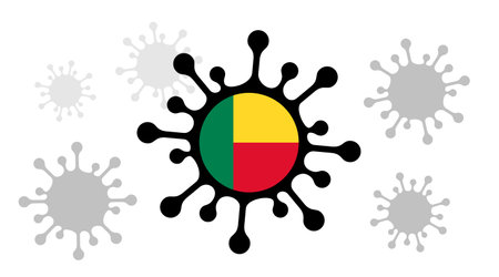 Covid-19 coronavirus icon and benin flagのイラスト素材