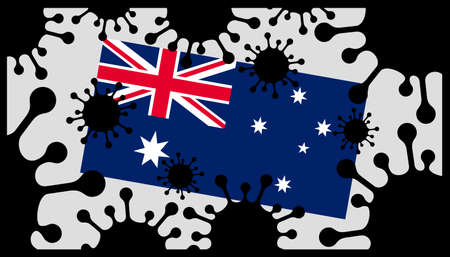 Covid-19 coronavirus pandemic icon and australian flagのイラスト素材