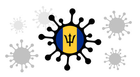 Covid-19 coronavirus icon and barbados flagのイラスト素材
