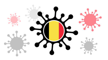 Covid-19 coronavirus icon with belgian flagのイラスト素材