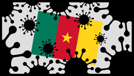 Covid-19 coronavirus pandemic icon and cameroon flagのイラスト素材