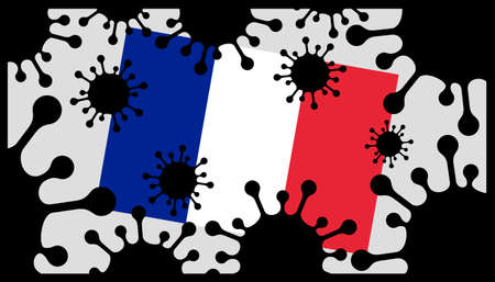 Covid-19 coronavirus pandemic icon and french flagのイラスト素材