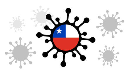 Covid-19 coronavirus icon and chile flagのイラスト素材