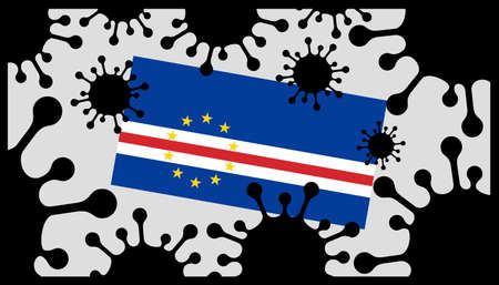 Covid-19 coronavirus pandemic icon and cape verde flagのイラスト素材