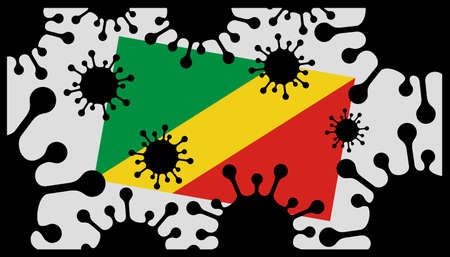 Covid-19 coronavirus pandemic icon and congo flagのイラスト素材