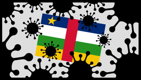 Covid-19 coronavirus pandemic icon and central african republic flagのイラスト素材