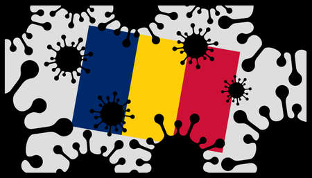 Covid-19 coronavirus pandemic icon and chad flagのイラスト素材