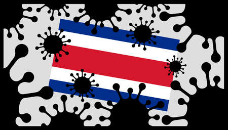 Covid-19 coronavirus pandemic icon and costa rican flagのイラスト素材