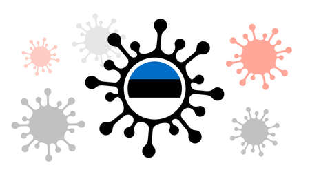 Covid-19 coronavirus icon with estonia flagのイラスト素材