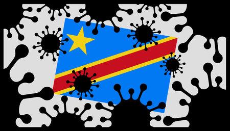 Covid-19 coronavirus pandemic icon and democratic republic of congo flagのイラスト素材
