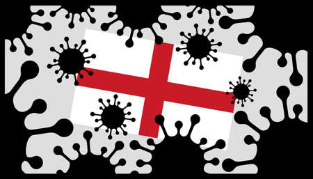 Covid-19 coronavirus pandemic icon and english flagのイラスト素材