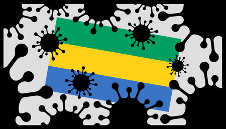 Virus pandemic icon and gabon flagのイラスト素材