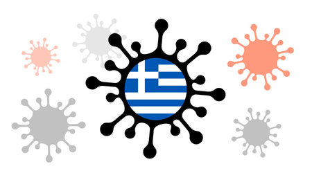 virus icon with greece flagのイラスト素材