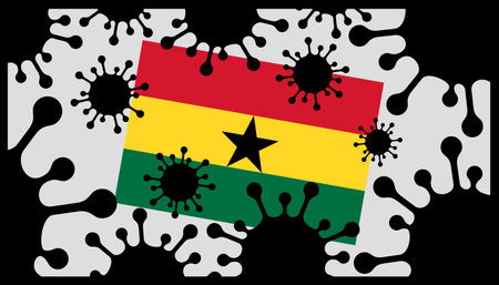 virus pandemic icon and ghana flagのイラスト素材