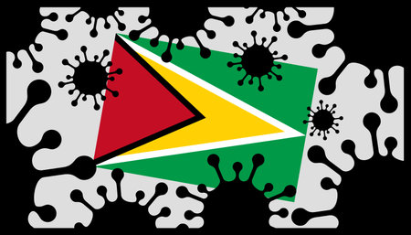 virus pandemic icon and guyana flagのイラスト素材
