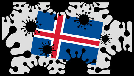virus pandemic icon and icelandic flagのイラスト素材