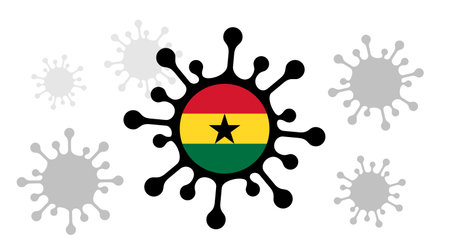 virus icon and ghana flagのイラスト素材