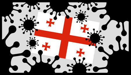 virus pandemic icon and georgia flagのイラスト素材