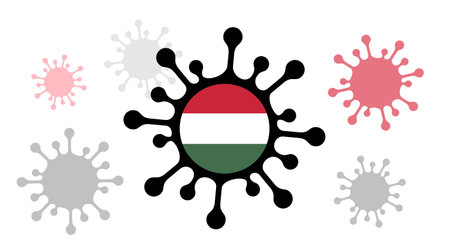 virus icon with hungary flagのイラスト素材