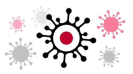 virus icon with japan flagのイラスト素材
