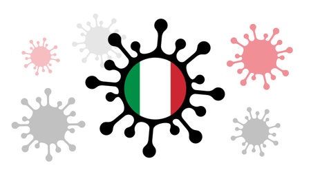 virus icon with italy flagのイラスト素材