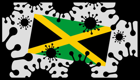 virus pandemic icon and jamaican flagのイラスト素材