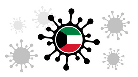 virus icon and kuwait flagのイラスト素材