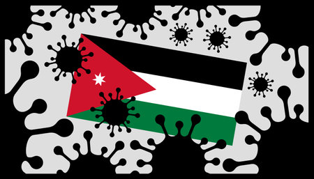 virus pandemic icon and jordanian flagのイラスト素材
