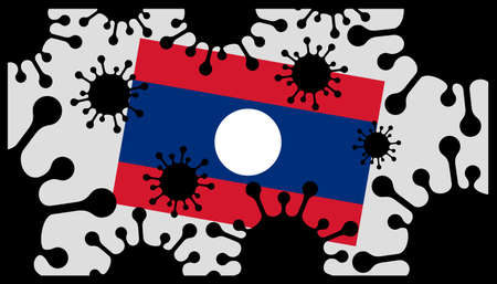 Covid-19 coronavirus pandemic icon and laos flagのイラスト素材