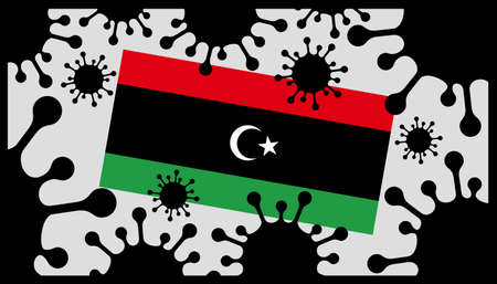 Covid-19 coronavirus pandemic icon and libyan flagのイラスト素材