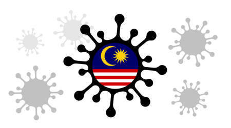 Covid-19 coronavirus icon and malaysian flagのイラスト素材