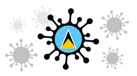 Covid-19 coronavirus icon and saint lucia flagのイラスト素材