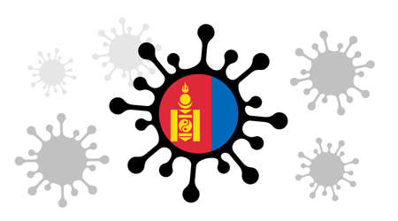 Covid-19 coronavirus icon and mongolian flagのイラスト素材
