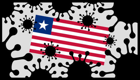 Covid-19 coronavirus pandemic icon and liberian flagのイラスト素材