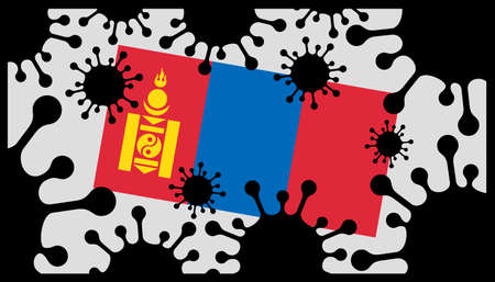 Covid-19 coronavirus pandemic icon and mongolian flagのイラスト素材