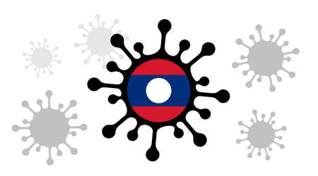 Covid-19 coronavirus icon and laos flagのイラスト素材
