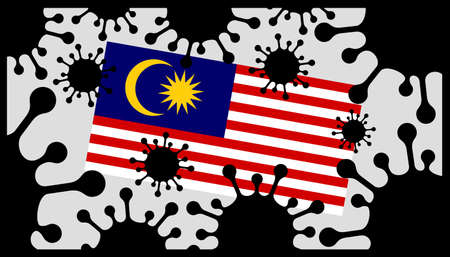 Covid-19 coronavirus pandemic icon and malaysian flagのイラスト素材